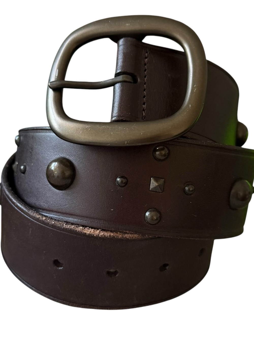 VTG Y2K Gap Genuine Leather Studded Belt Brown Sz Small Womens Western Boho